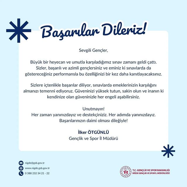 Gençlere Sınavlarda Başarı Mesajı