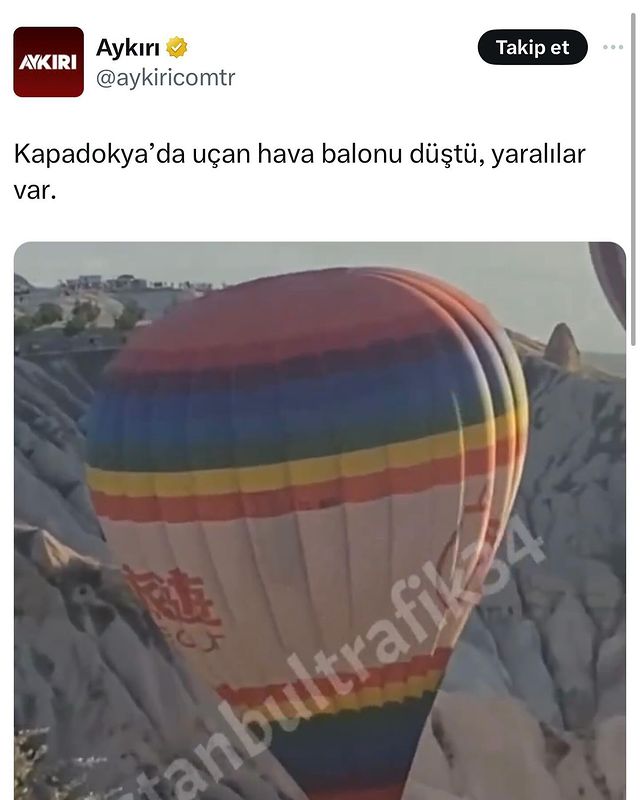 Nevşehir’de Sıcak Hava Balonu Güvenli İniş Yaptı