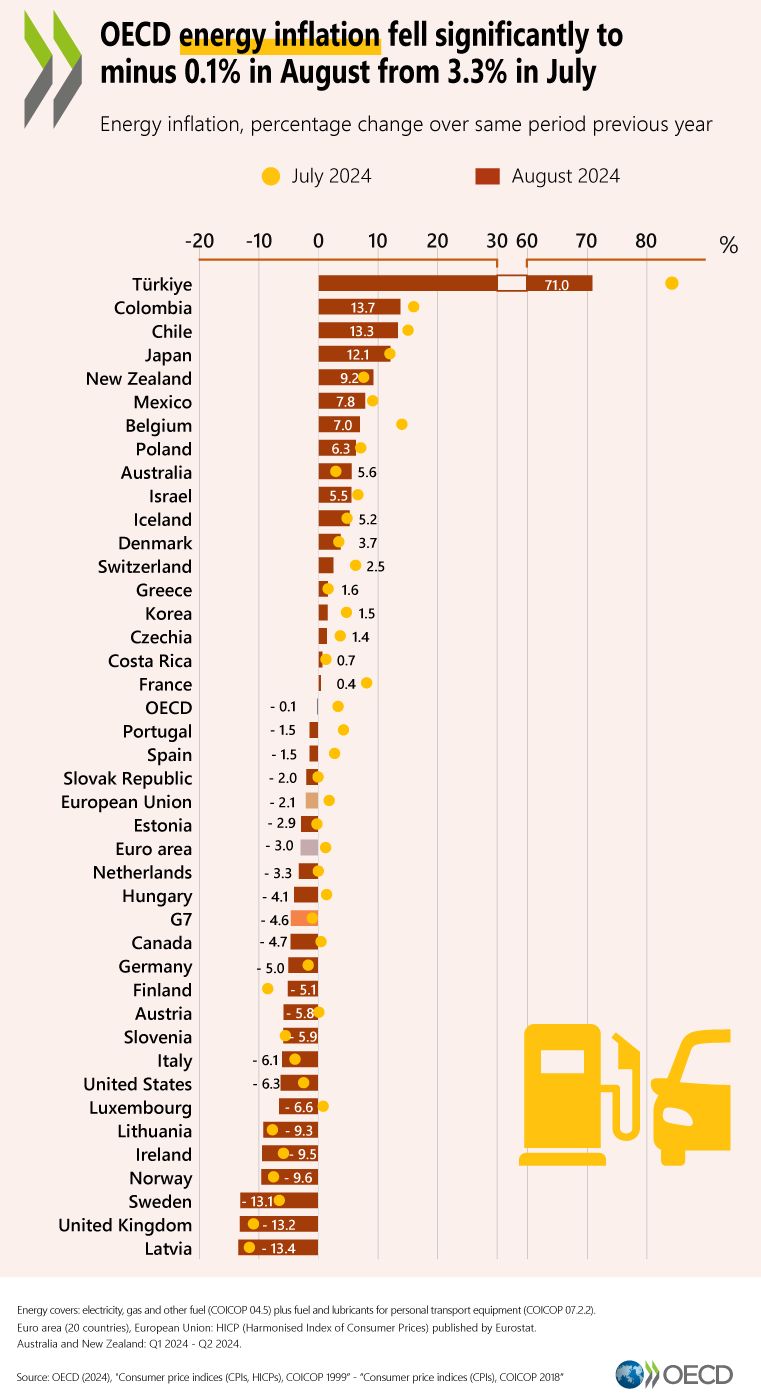 OECD Ülkelerinde Enerji Enflasyonu Düşüş Gösterdi