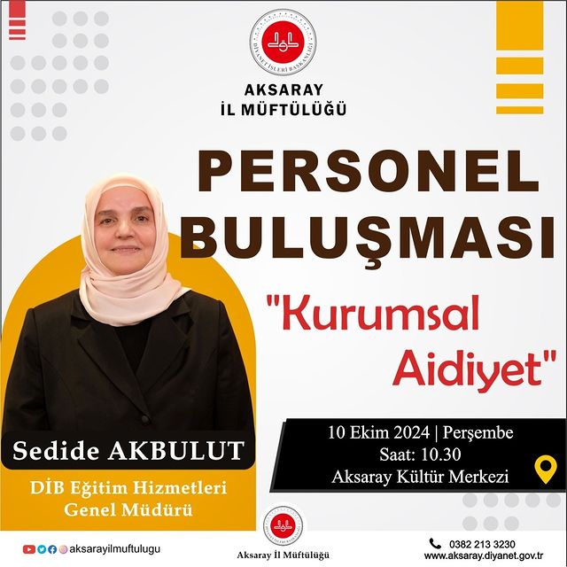 Diyanet İşleri Başkanlığı, Aksaray'da Personel Buluşması Düzenliyor