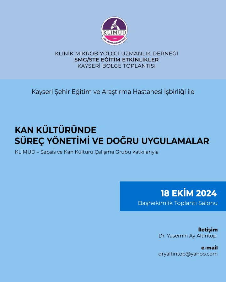 Kayseri Şehir Hastanesi Kan Kültürü Süreç Yönetimi Programına Ev Sahipliği Yapacak