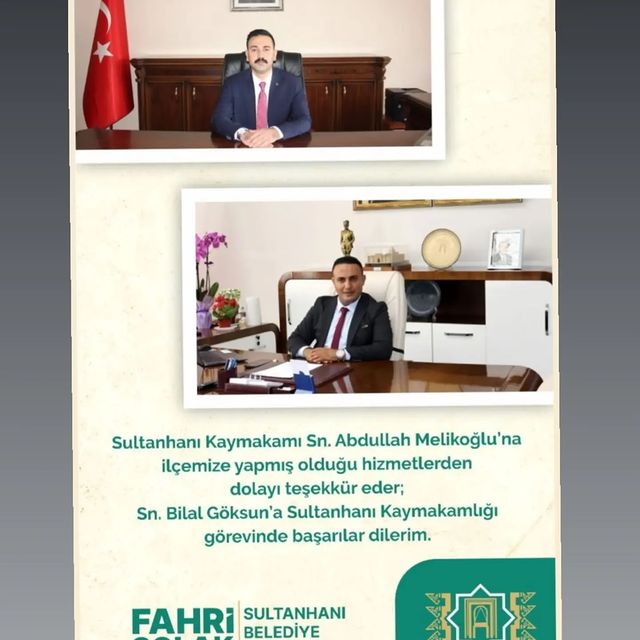 Sultanhanı Belediye Başkanı Fahri Solak, Kaymakam Melikoğlu'na Teşekkür Etti