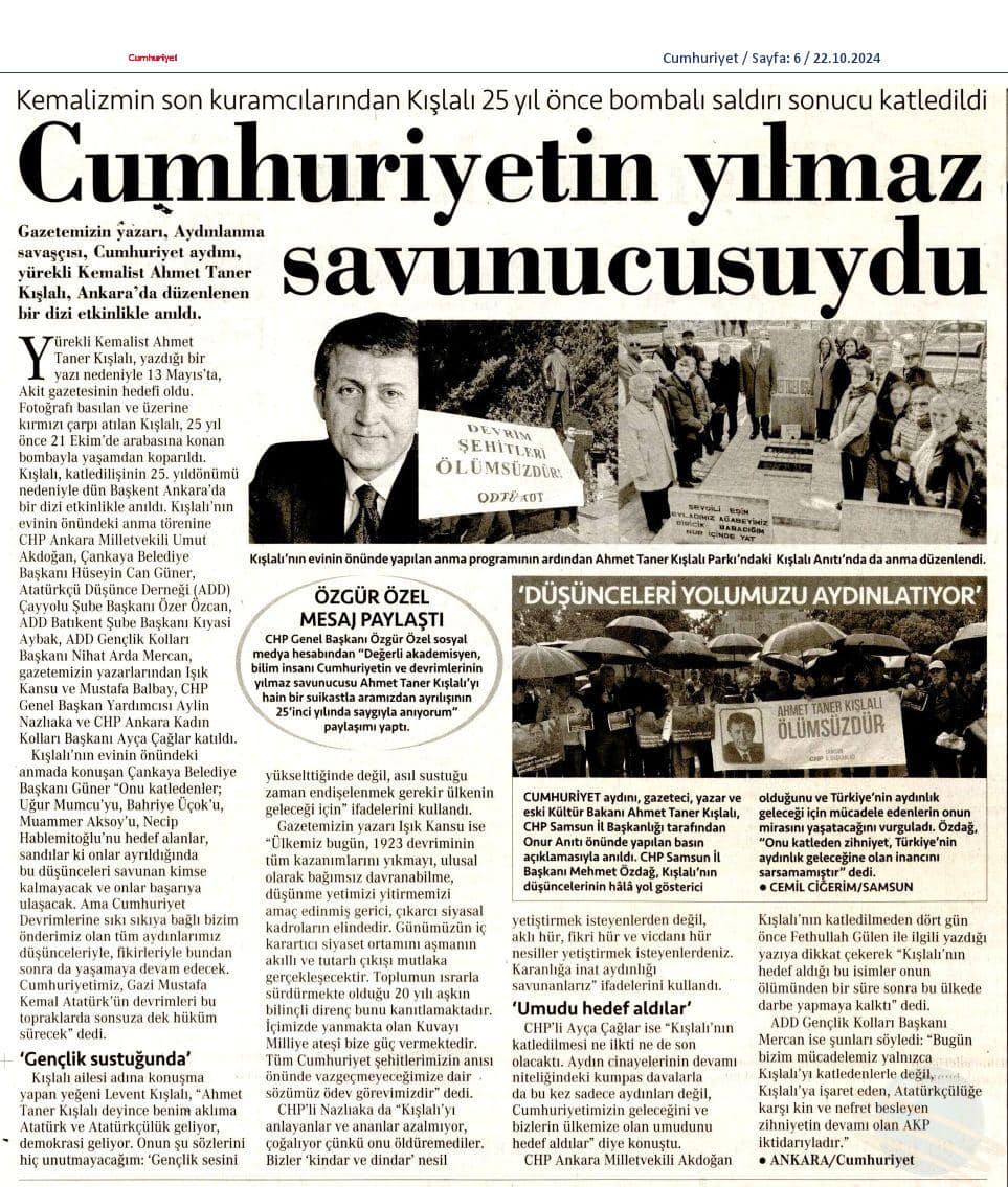 
Cumhuriyetin Yılmaz Savunucusu: Ahmet Taner Kışlalı
