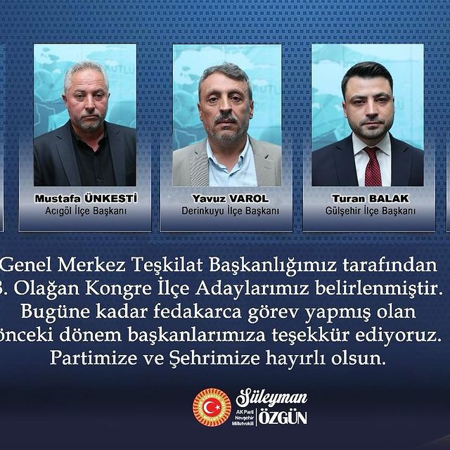 AK Parti Nevşehir Milletvekili Süleyman Özgün, Partiye ve Nevşehir'e Hizmetin Önemine Vurgu Yaptı