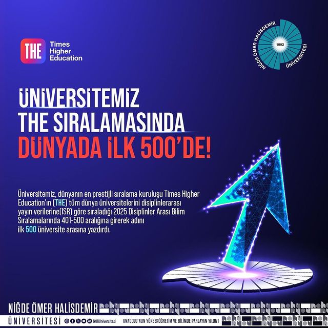 Niğde Ömer Halisdemir Üniversitesi Dünya Sıralamasında Başarı Elde Etti