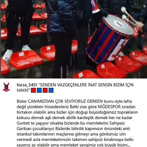 Niğde Belediye Spor Taraftarlarına Teşekkür Etti