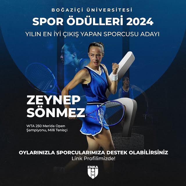 WTA Şampiyonu Zeynep Sönmez, Yılın En İyi Çıkış Yapan Sporcusu Adayı