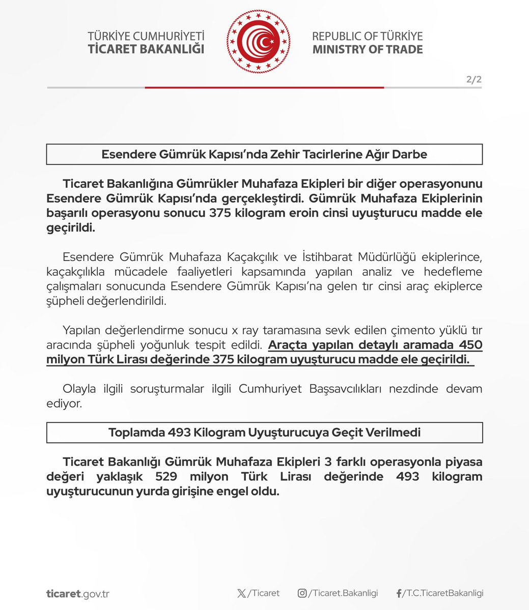 Ticaret Bakanlığı Gümrük Muhafaza Ekipleri Zehir Tacirlerine Göz Açtırmıyor