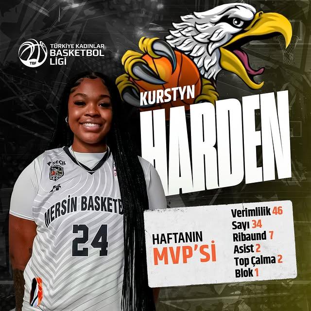 Kurstyn Harden, ÇBK Mersin Gelişim Karşısında MVP Seçildi