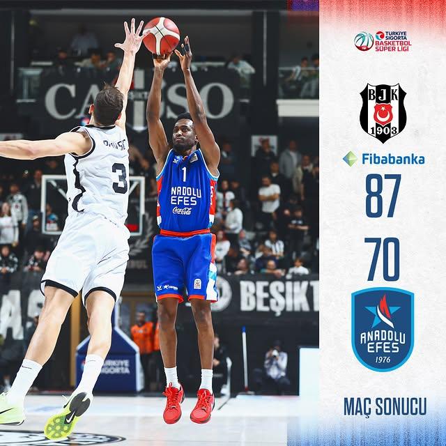 Beşiktaş Fibabanka, Anadolu Efes'i 87-70 Mağlup Etti