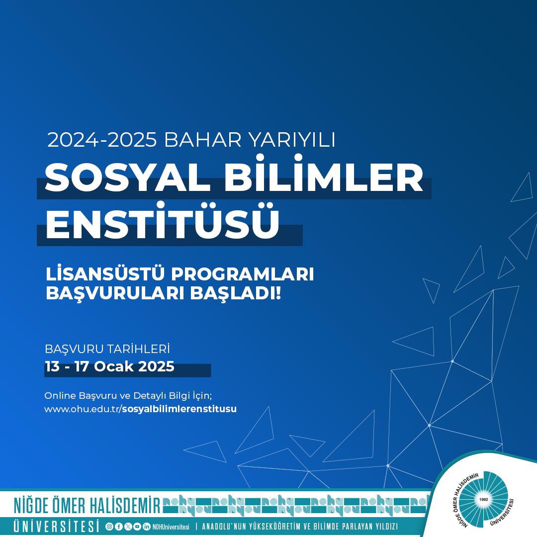 Niğde Ömer Halisdemir Üniversitesi Lisansüstü Programları Başvuruları