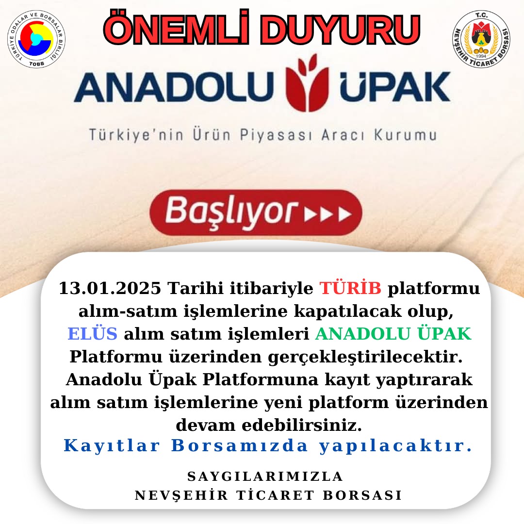 Anadolu Üpak Platformu İşlemlere Başlıyor