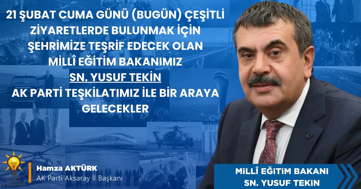 Milli Eğitim Bakanı Yusuf Tekin Aksaray'a Hoş Geldiniz Dedi