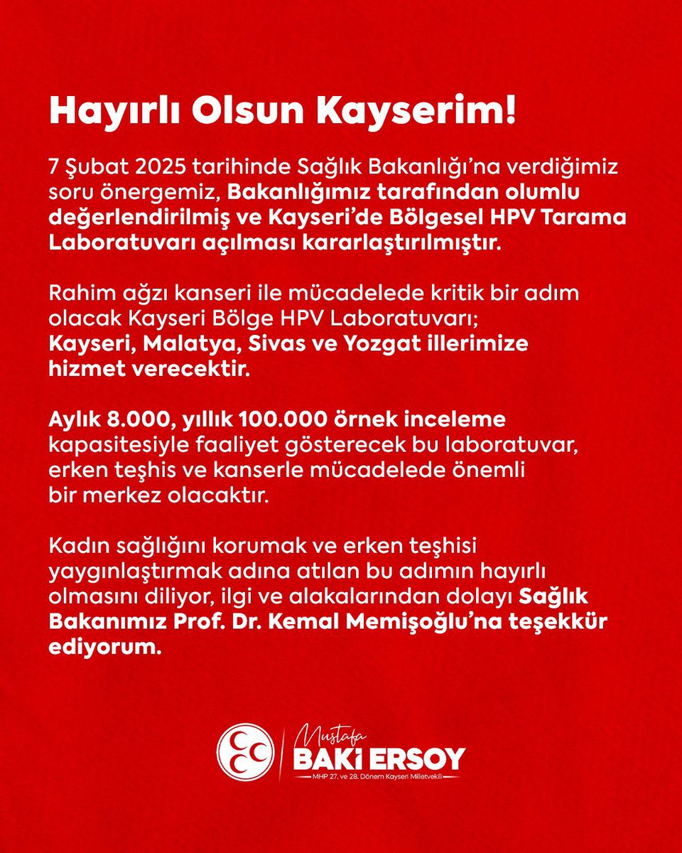 Kayseri'ye HPV Tarama Laboratuvarı Açılışı: Sağlık Harcamalarında Yeni Bir Dönüm Noktası