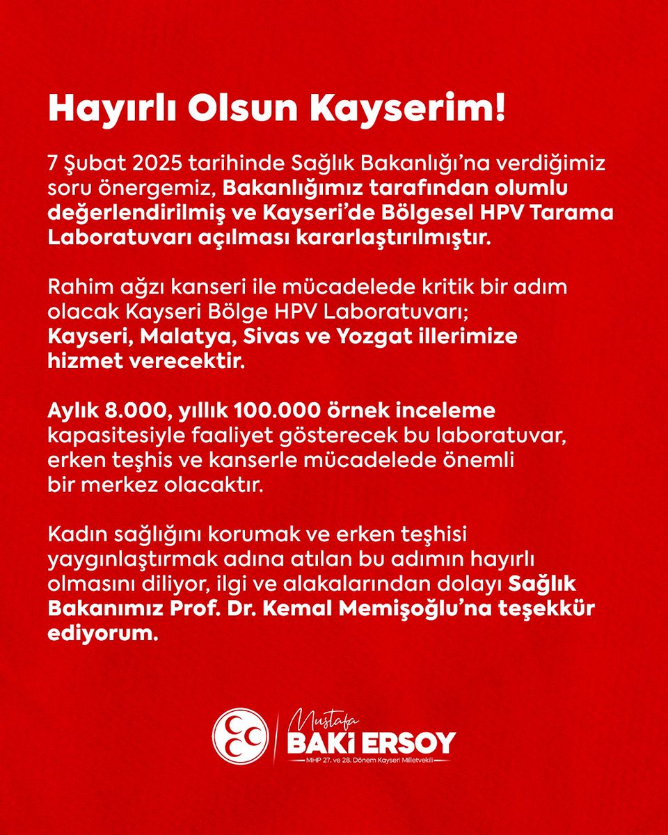 Kayseri, Rahim Ağzı Kanserine Mücadelede Önemli Bir Dönüm Noktasına Geçiyor: Bölgesel HPV Tarama Laboratuvarı Açılışı