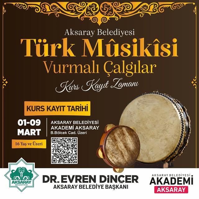 Türk Müzikine İlk Adımı Atmak İsteyenler İçin Aksaray'da Vurma Çalgıları Kursu Başlıyor