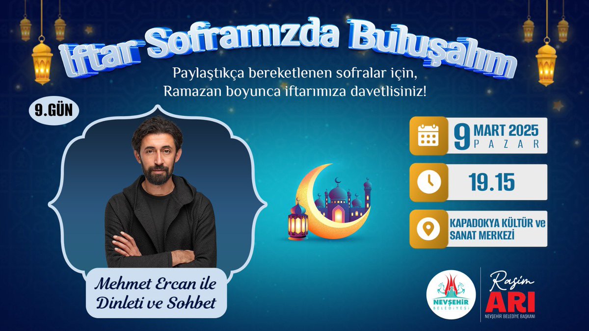 Nevşehir Belediyesi'nden Ramazan Etkinliği: Mehmet Ercan ile Dinleti ve Sohbet