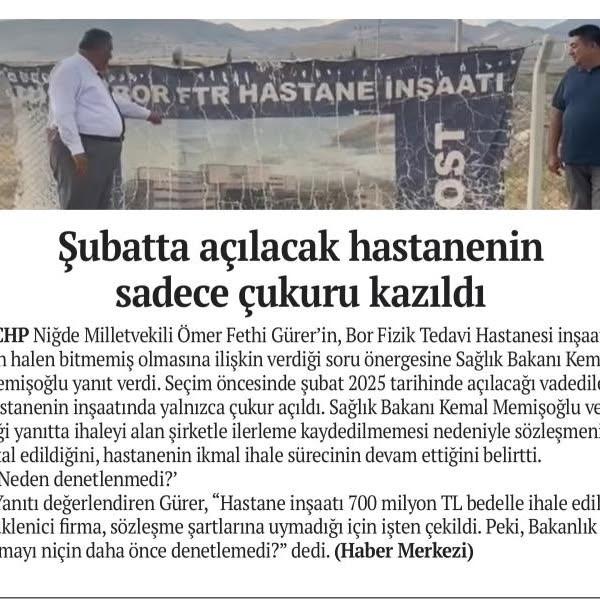 Niğde'de Yeni Hastane İnşaatı Sorunlarla Başlıyor