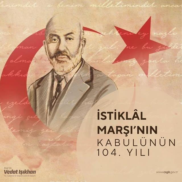 İŞKUR Kırşehir, İstiklâl Marşımızın 104. Yıl Dönümünü Kutluyor: Mehmet Âkif Ersoy ve Kahramanı Anıyor