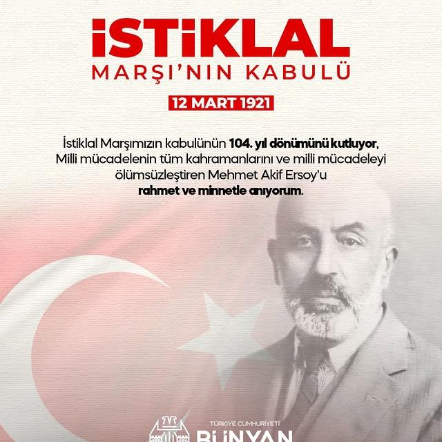 Bünyan Belediyesi, İstiklal Marşı'nın Kabulünün 104. Yıl Dönümünü Kutluyor