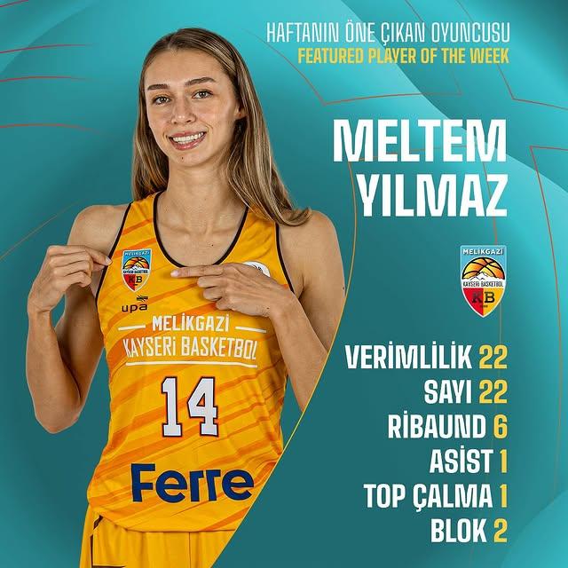 Kayseri Basketbol'dan Haftanın Öne Çıkan Oyuncusu: Meltem Avcı Yılmaz