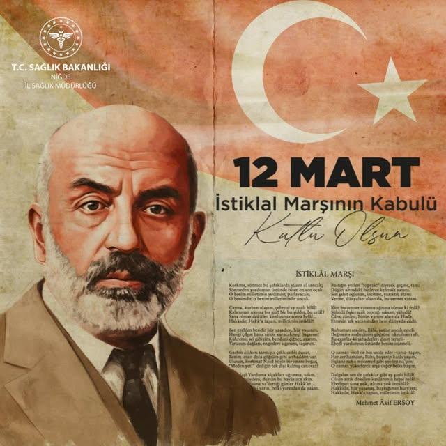 Niğde İl Sağlık Müdürlüğü, İstiklal Marşı'nın 104. Yıldönümünü Kutluyor