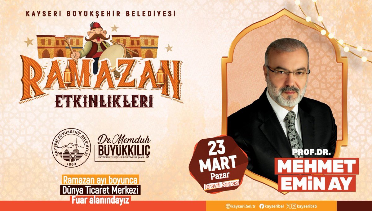 Kayseri'de Ramazan Etkinlikleri: Prof. Dr. Mehmet Emin Ay ile Dünya Ticaret Merkezi'nde Konferans