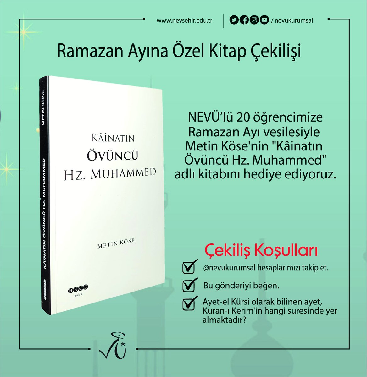 NEVÜ, Ramazan Ayı'nda Öğrencilere Özel Kitap Çekilişi Düzenliyor