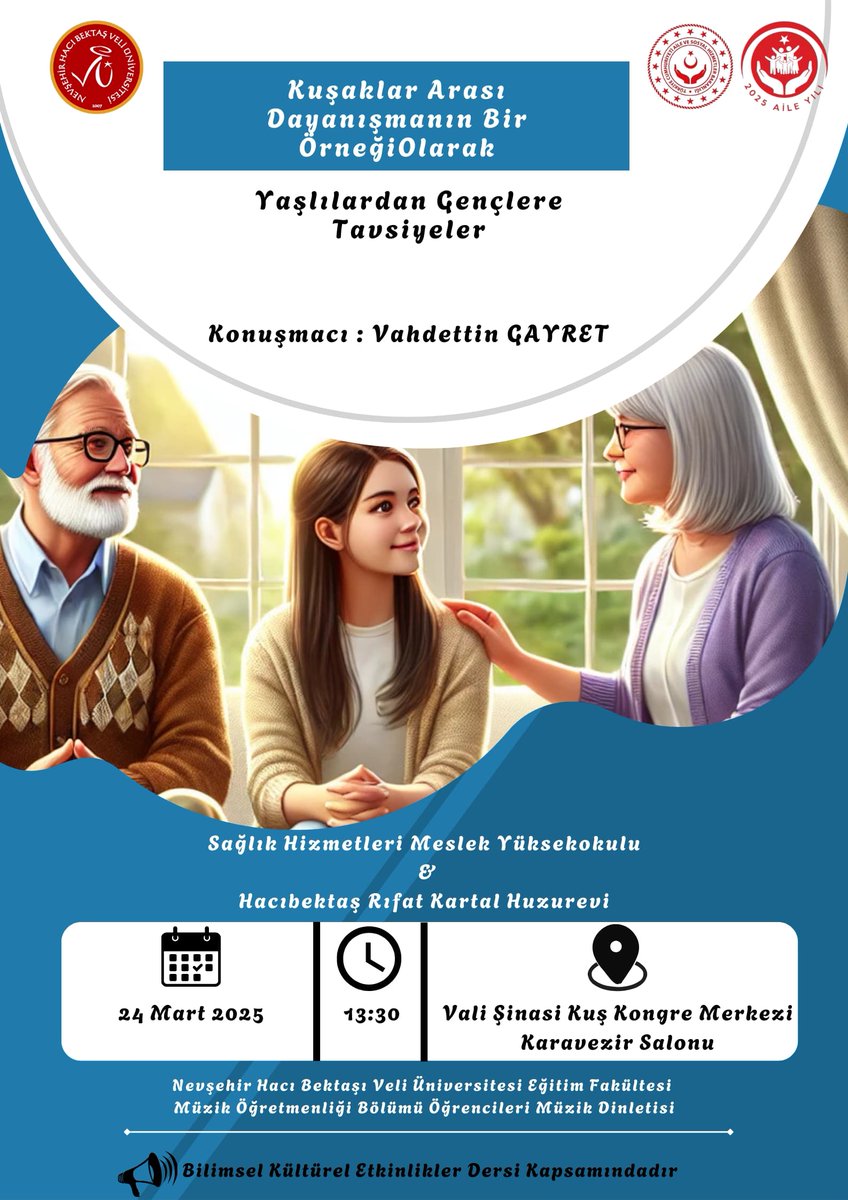 NEVÜ ve Aile ve Sosyal Hizmetler Müdürlüğü İşbirliğiyle Yaşlılara Saygı Haftası Konferansı Düzenleniyor