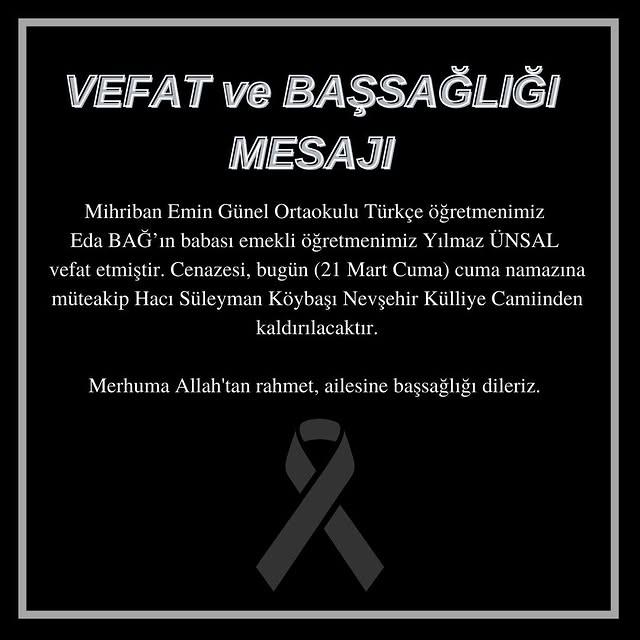 Nevşehir'de Emekli Öğretmen Vefat Etti