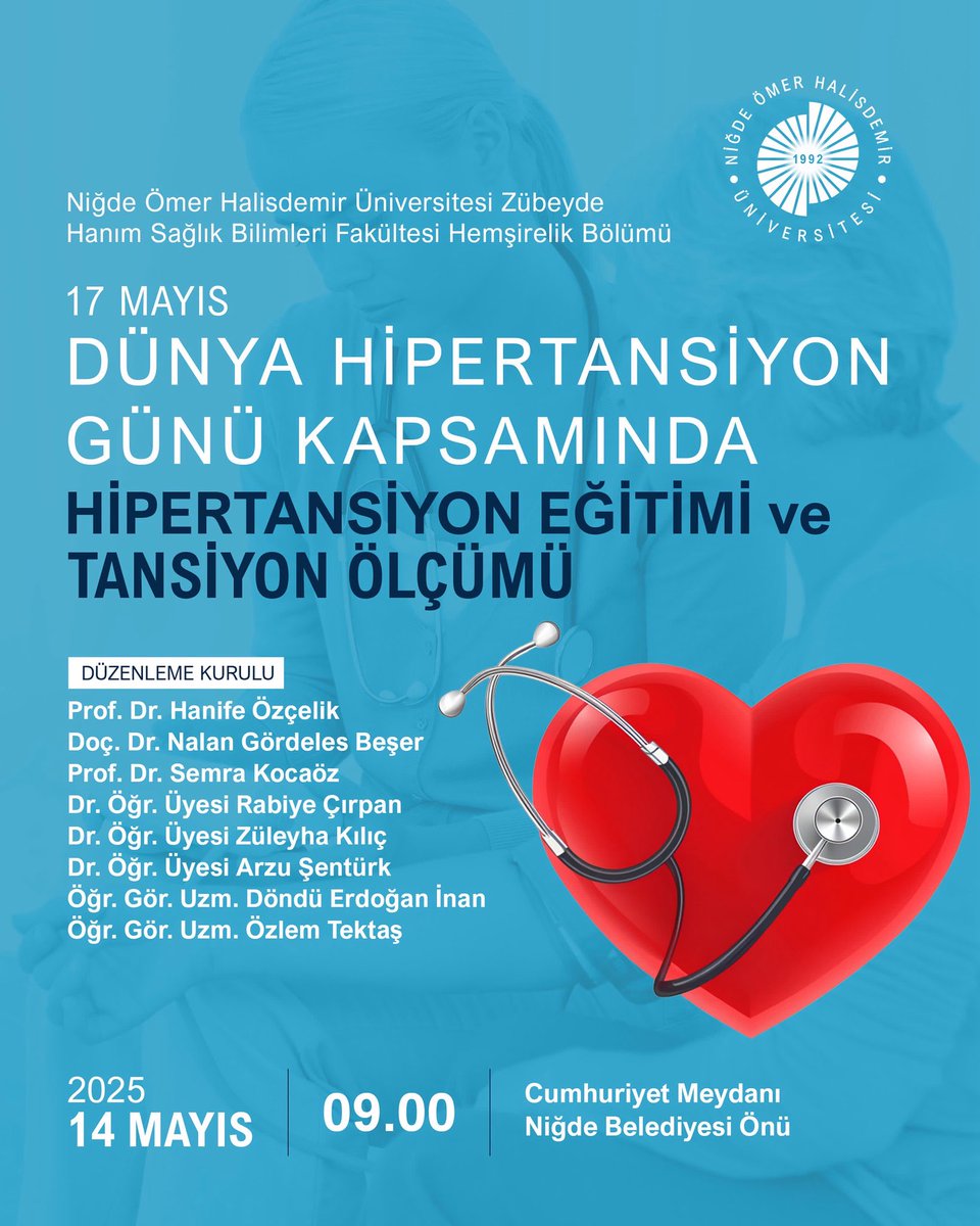 Niğde Ömer Halisdemir Üniversitesi Hemşirelik Bölümü, Cumhuriyet Meydanı'nda Hipertansiyon Bilgilendirme Etkinliği Düzenliyor